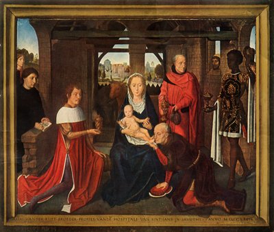 Centralpanel fra triptykonen Magiernes tilbedelse, 1479-1480. af Hans Memling