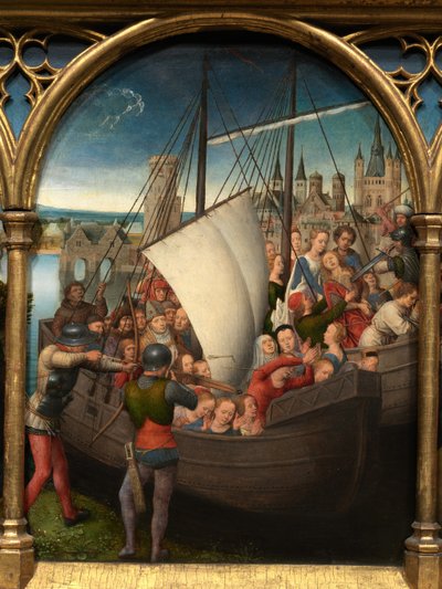 Detalje af Sankt Ursulas relikvieskrin af Hans Memling