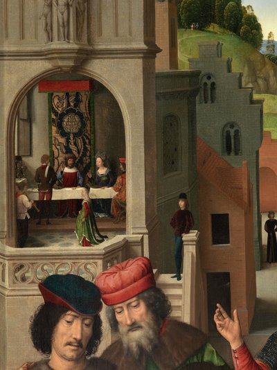 Detalje af venstre panel af Triptykonen af Sankt Johannes Døberen og Sankt Johannes Evangelisten af Hans Memling