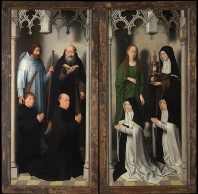 Yderside af Triptykonen af Sankt Johannes Døberen og Sankt Johannes Evangelisten af Hans Memling