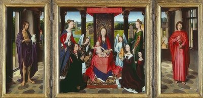 Jomfru med barn og hellige (The Donne Triptykon). Omkring 1478 af Hans Memling