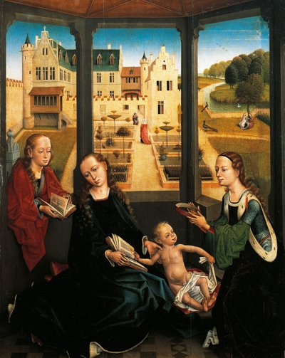 Madonna og barn i en have af Hans Memling