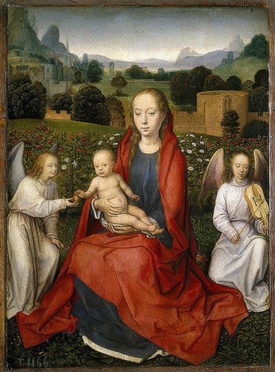 Madonna med barnet og to engle. 1480-90 af Hans Memling