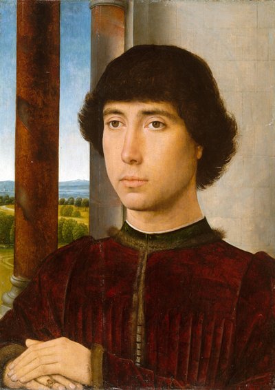 Portræt af en mand ved en loggia af Hans Memling
