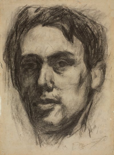 Selvportræt recto, skitse på bagsiden, 1909. af Hans Richter