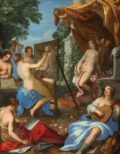 Allegori over kunsten med Pictura, der maler Venus af Hans Rottenhammer