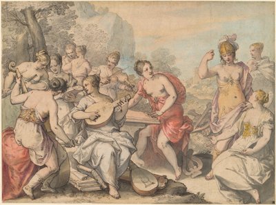 Minerva og muserne af Hans Rottenhammer