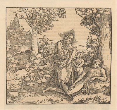 Kristus velsigner en ung mand, mens en kvinde knæler for hans fødder af Hans Schäufelein (possibly)