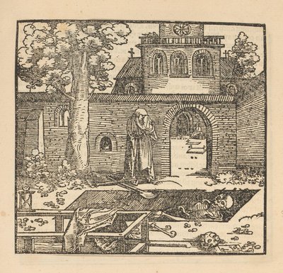 Grædende kvinde ved en grav af Hans Schäufelein (possibly)