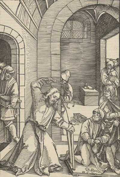 Kristus renser templet, fra spejl af vor Herre Jesu Kristi lidenskab, 1507. af Hans Schäufelein the Elder