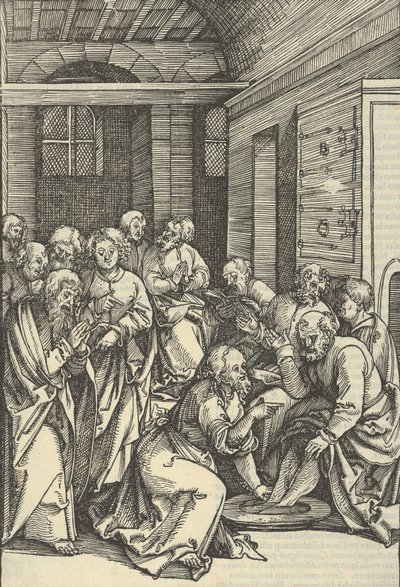 Kristus vasker Sankt Peters fødder, fra The Mirror of the Passion of Our Lord Jesu Christ, 1507. af Hans Schäufelein the Elder