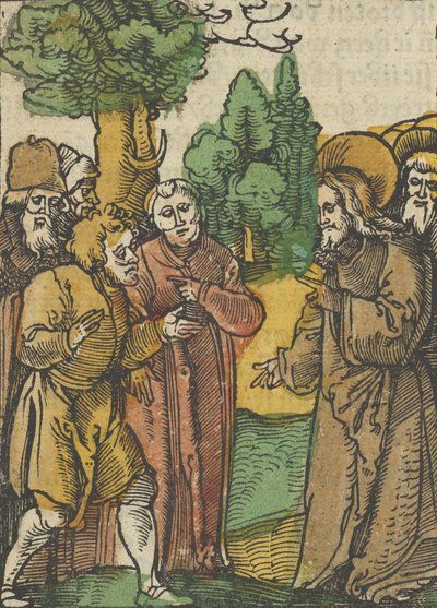 Kristus og farisæerne, fra Das Plenarium, 1517. af Hans Schäufelein the Elder