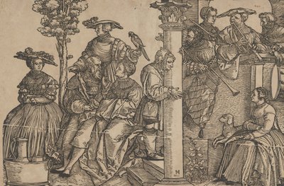 Musikere og tilskuere. af Hans Schäufelein the Elder