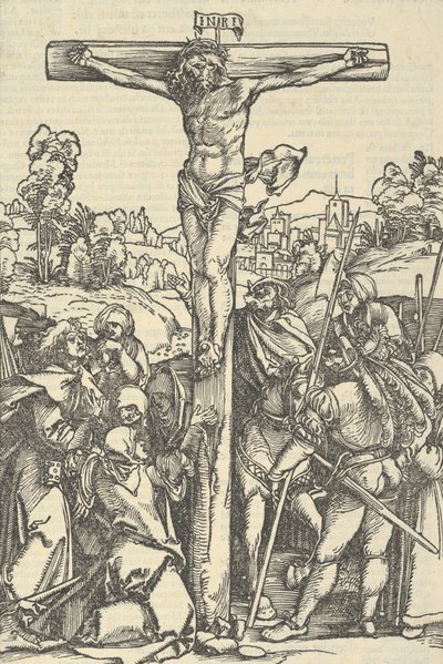 Korsfæstelsen, fra Rosenkransens besluttede have, 1505. af Hans Schäufelein the Elder