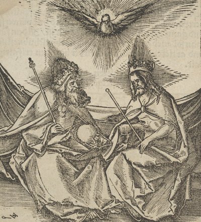 Den hellige treenighed, fra Hymmelwagen om hvem der lever godt..., 1517. af Hans Schäufelein the Elder