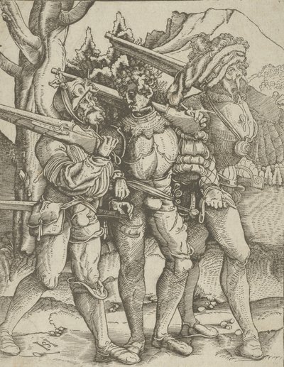 Tre soldater med musketter, ca. 1511-15. af Hans Schäufelein the Elder