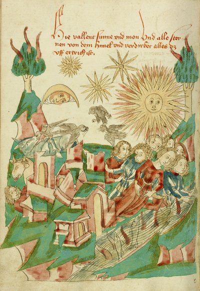 Verdens Ende Fru Ludwig XV 9 fol. 95v, 1469 (blæk, farvevaske og tempera på papir) af Hans Schilling