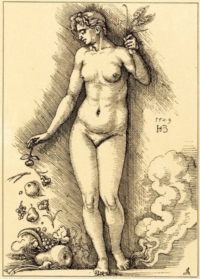 Ceres, strøer frugter af Hans Sebald Beham