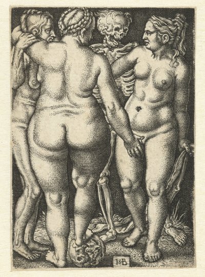 Døden og tre stående nøgne kvinder af Hans Sebald Beham