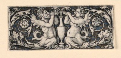 Frise med en vase flankeret af mandlige og kvindelige tritoner af Hans Sebald Beham