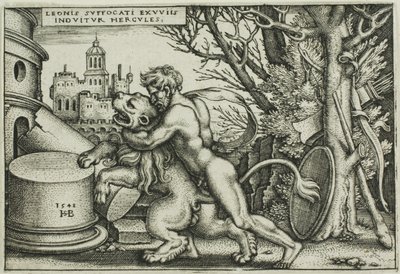 Hercules and the Nemean Lion, fra The Labors of Hercules af Hans Sebald Beham