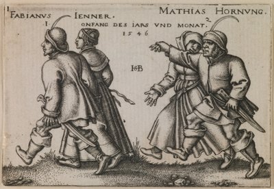 "Januar og februar" fra serien "Bøndernes fest eller de tolv måneder" af Hans Sebald Beham