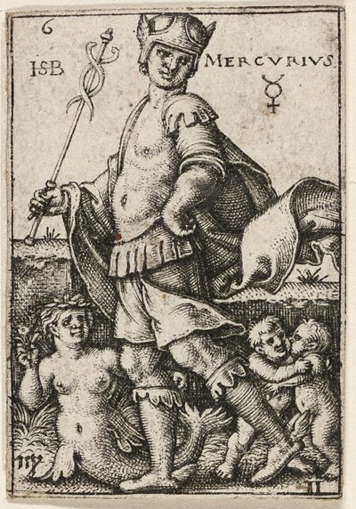 Merkur, planche seks fra De syv planeter med stjernetegnene af Hans Sebald Beham