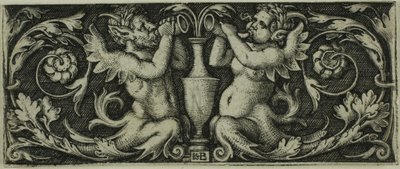 Ornament med to tritoner, fra fire vignetter af Hans Sebald Beham