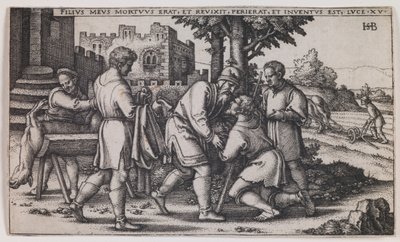 Den fortabte søns hjemkomst, fra serien "Den fortabte søns historie" af Hans Sebald Beham