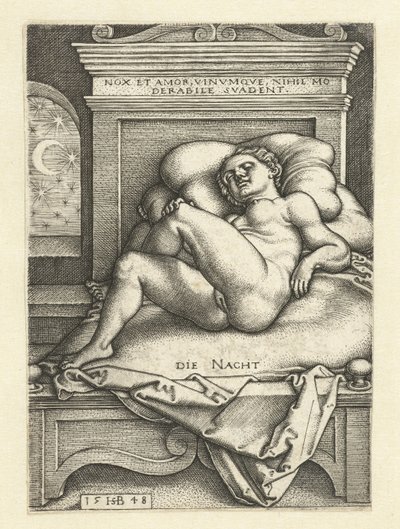 Nøgen kvinde sover som natten That Night (titel på objekt) af Hans Sebald Beham