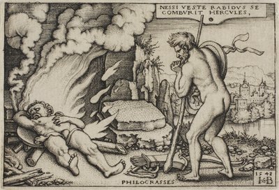 The Death of Hercules, fra The Labours of Hercules, 1548 af Hans Sebald Beham