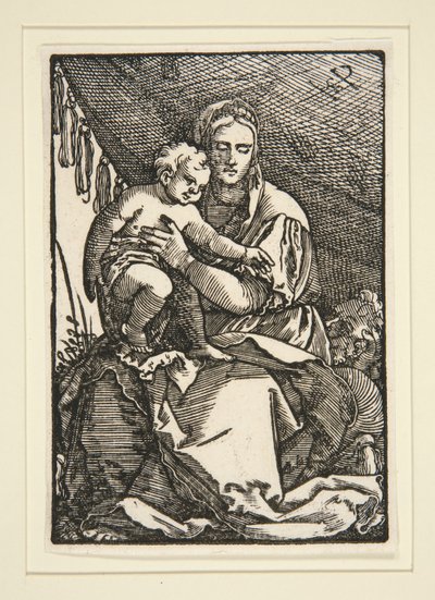 Den hellige familie under baldakinen af Hans Sebald Beham