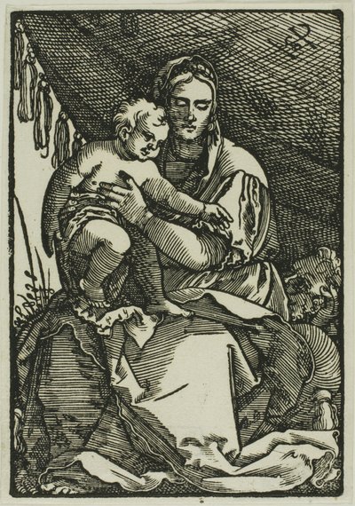 Den hellige familie under baldakinen af Hans Sebald Beham