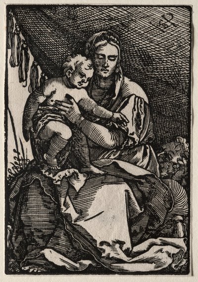 Den hellige familie under et telt af Hans Sebald Beham