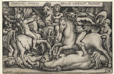 The Labours of Hercules: Hercules Conquering Troy, 1545. af Hans Sebald Beham