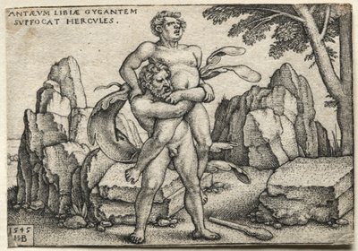 The Labors of Hercules: Hercules Crushing Antaeus, 1545. af Hans Sebald Beham
