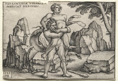 The Labors of Hercules: Hercules Crushing Antaeus, 1545. af Hans Sebald Beham