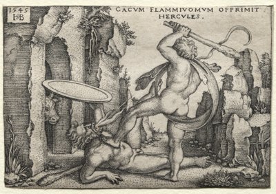 The Labors of Hercules: Hercules Killing the Giant Cacus af Hans Sebald Beham