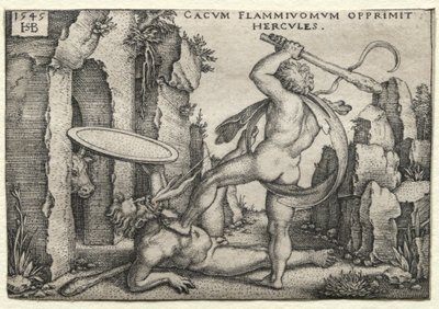 The Labors of Hercules: Hercules Killing the Giant Cacus, 1545. af Hans Sebald Beham