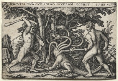 The Labours of Hercules: Hercules Killing the Lernean Hydra af Hans Sebald Beham