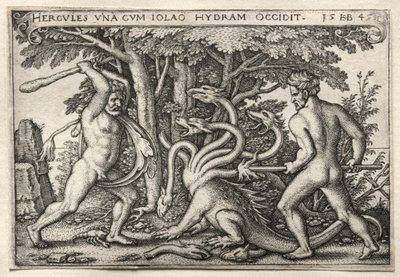 The Labours of Hercules: Hercules Killing the Lernean Hydra af Hans Sebald Beham