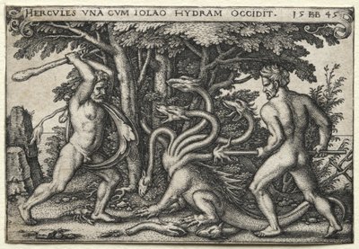 The Labors of Hercules: Hercules Killing the Lernean Hydra, 1545. af Hans Sebald Beham