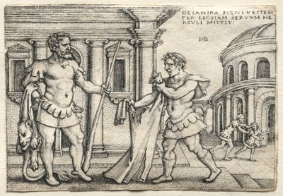 The Labors of Hercules: Hercules modtager beklædningen gennemsyret af Nessus Blood, 1542. af Hans Sebald Beham