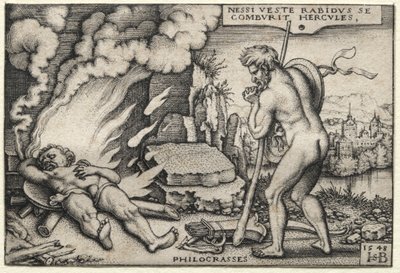 Herkules på sit bål, 1548. af Hans Sebald Beham