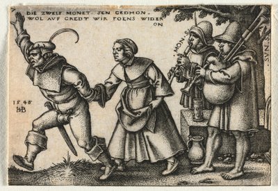 Bondebrylluppet eller de tolv måneder: nr. 7, 1546. af Hans Sebald Beham