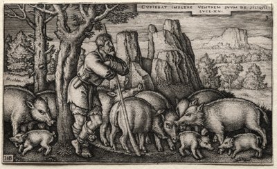 Den fortabte søn: pleje svin af Hans Sebald Beham