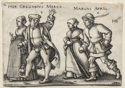 Landsbyens bryllup: Hendes Gregorius Mercz / Marcus April af Hans Sebald Beham