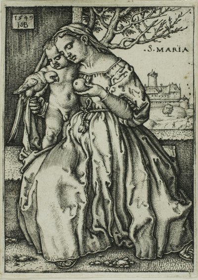 Jomfruen og barnet med papegøjen af Hans Sebald Beham