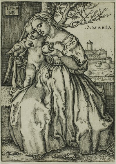 Jomfruen og barnet med papegøjen af Hans Sebald Beham