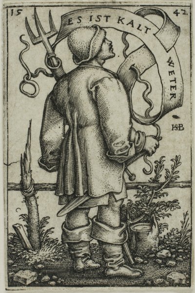 Vejrbonden "Det er koldt vejr" af Hans Sebald Beham